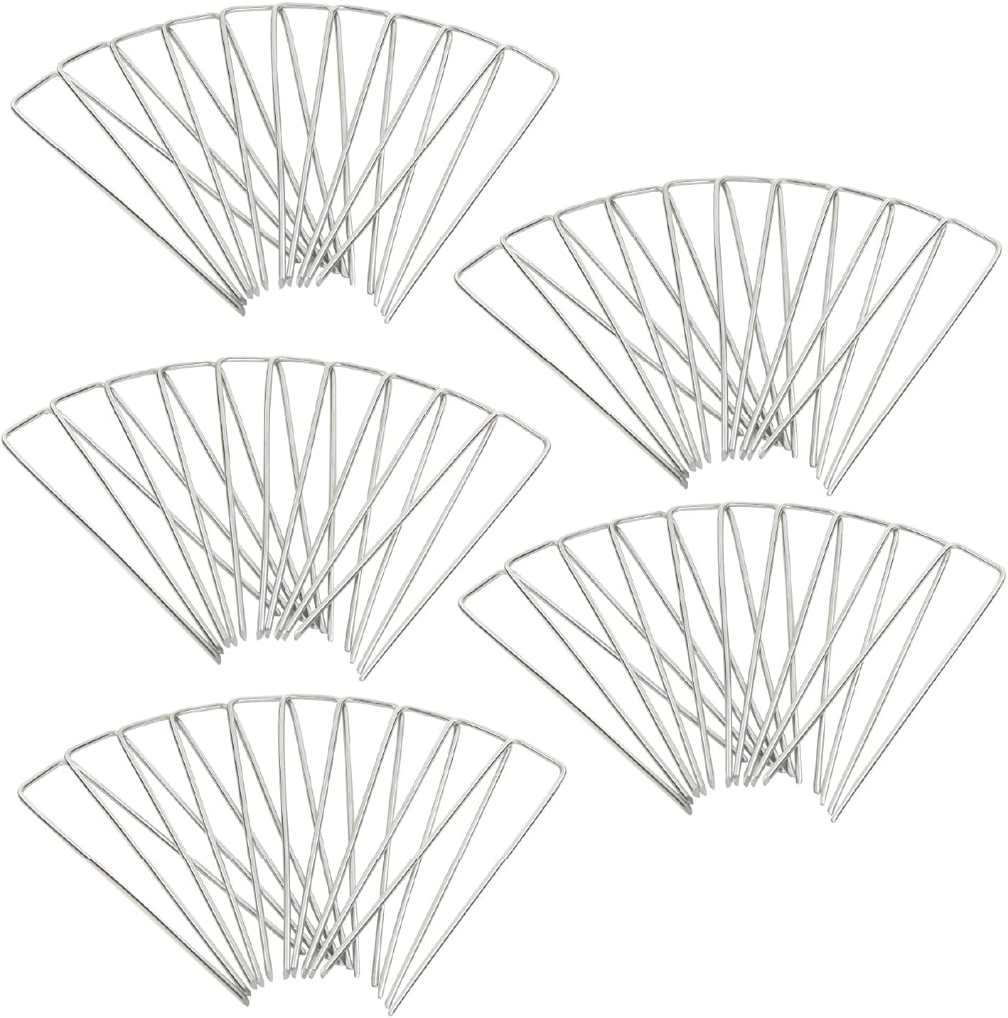 Squirrel Products Galvanized Steel Redrawn Garden Stakes, 6 Inch Lawn Staples, 11 Gauge Stakes, 2.9mm 15x2.5x15cm – 50 Pack