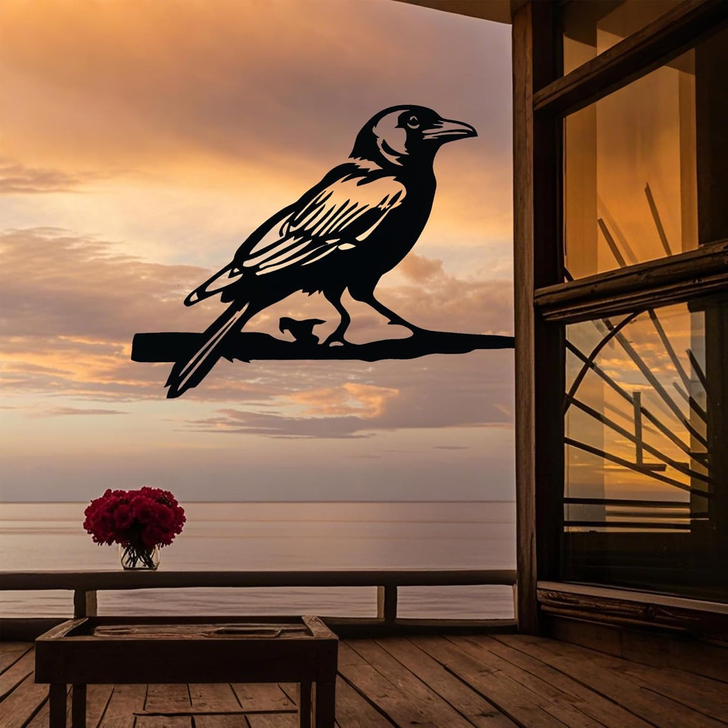Metal Bird Yard Decor, Enchanting Raven Decoration, Metal Wall Art, Outdoor Garden Statues, The Ideal Gift of Ravens for Dad, Uncle or Grandpa