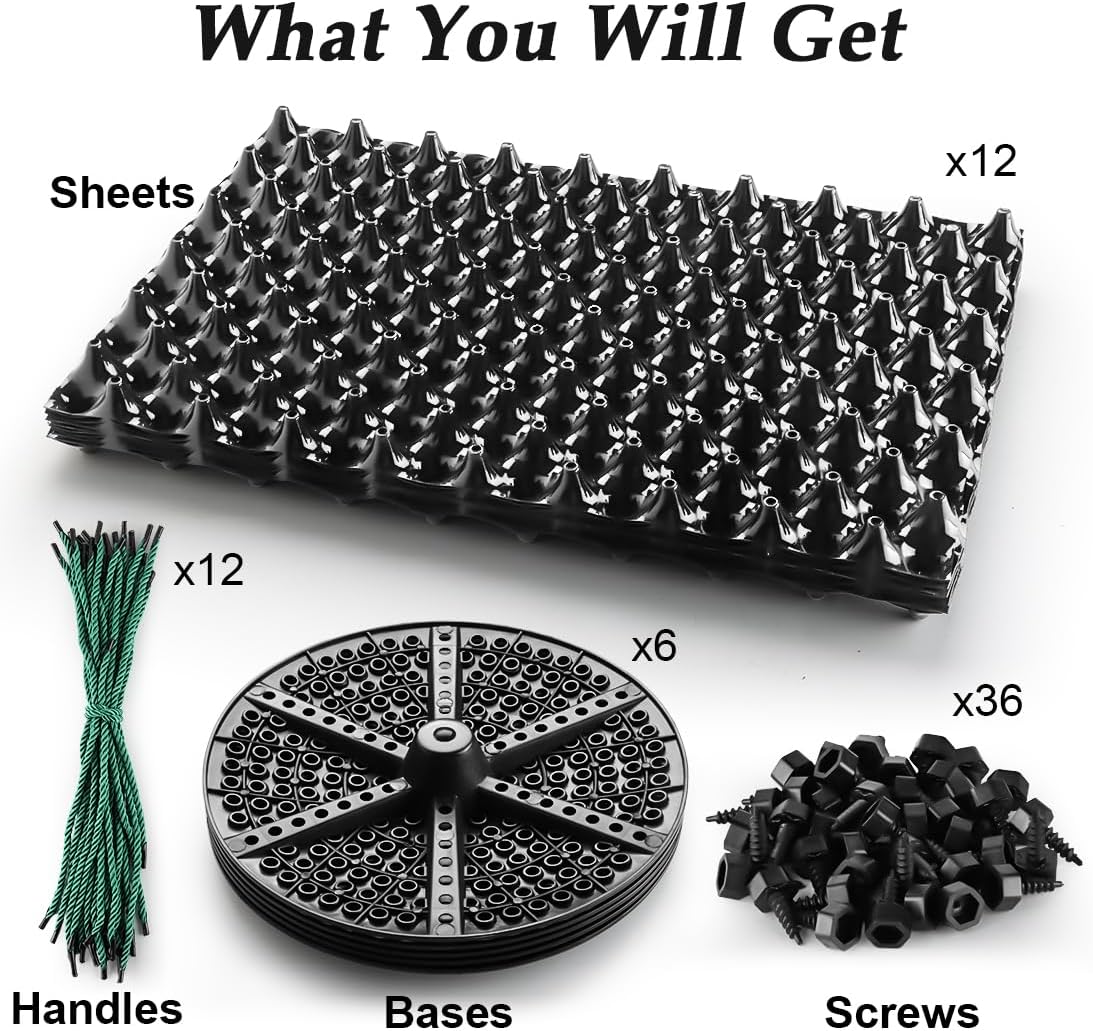 Air Pruning Planters 5 Gallon 6-Pack, Sturdy Plastic Roots Control Planter Container for Fruit Vegetable Garden Orchard, Size 12"x12",Black