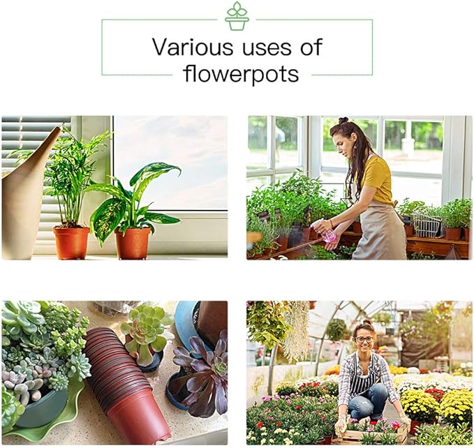 JERIA 100-Pack 6 Inch Plastic Nursery Pots Come with 100 Pcs Labels, Seedling Flower Plant Container and Seed Starting Pots