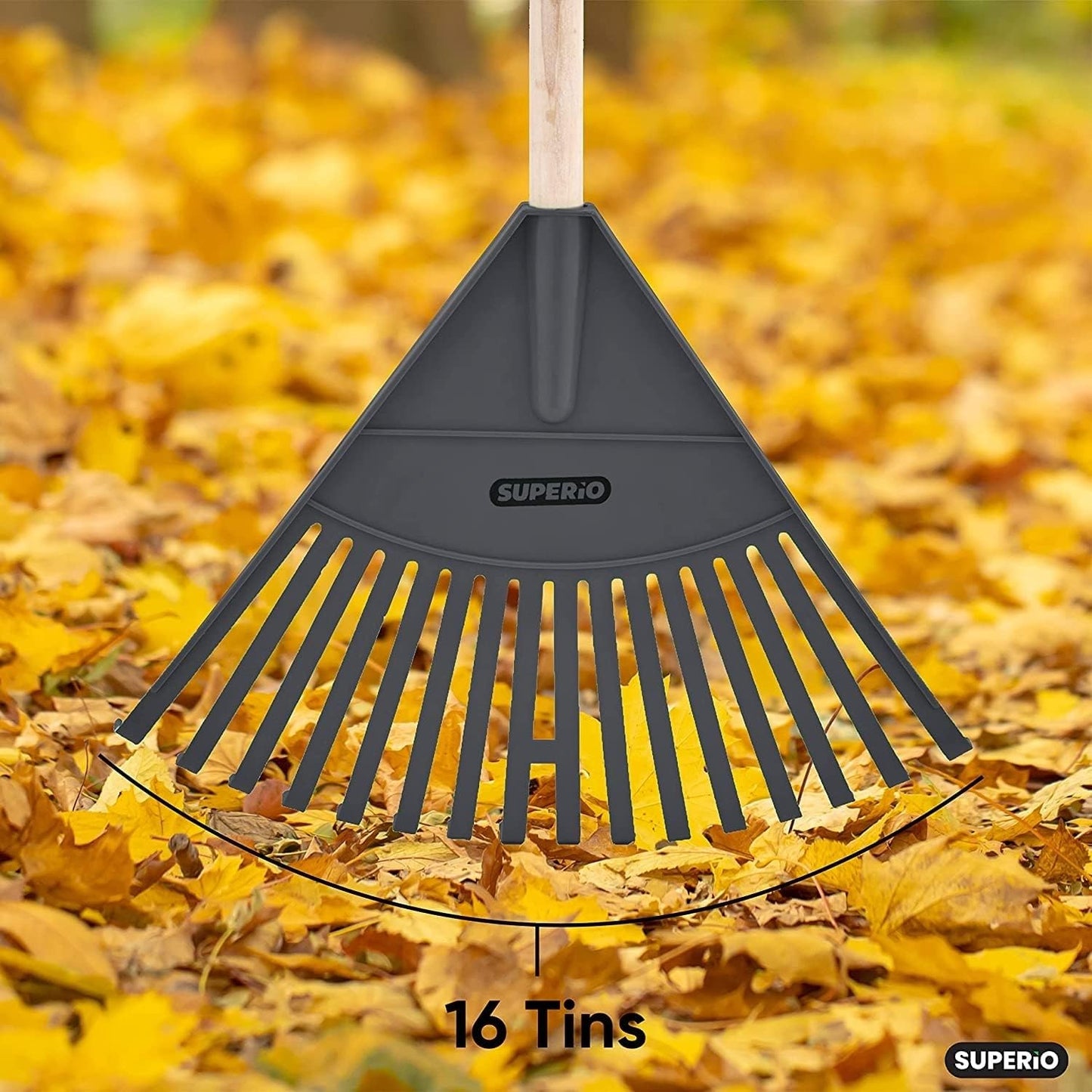 Pack of 3 Kids Rake with Hardwood Handle, Durable Plastic Head to Sweep Leaves in Lawn and Tidying Up The Garden, 34" (Orange)