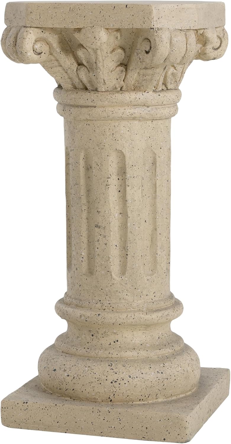 Decorative Roman Column Pedestal Column Plant Stand, Vintage European Style Classical Garden Pillar, Indoor Outdoor Decor, Pedestal Columns Plants Standing for Entryway Garden Yard Home (Sand/26.25"H)