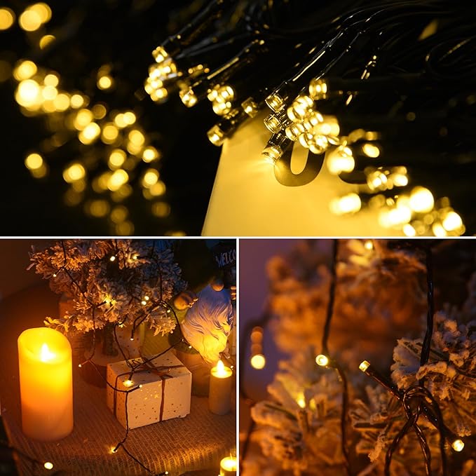 Solar String Lights Outdoor Waterproof -200 Led Extra-Long 82ft Solar Lights Outdoor String with 8 Modes, Solar Powered String Lights Tree Lights Outdoors for Patio Garden Party Decorations Warm White