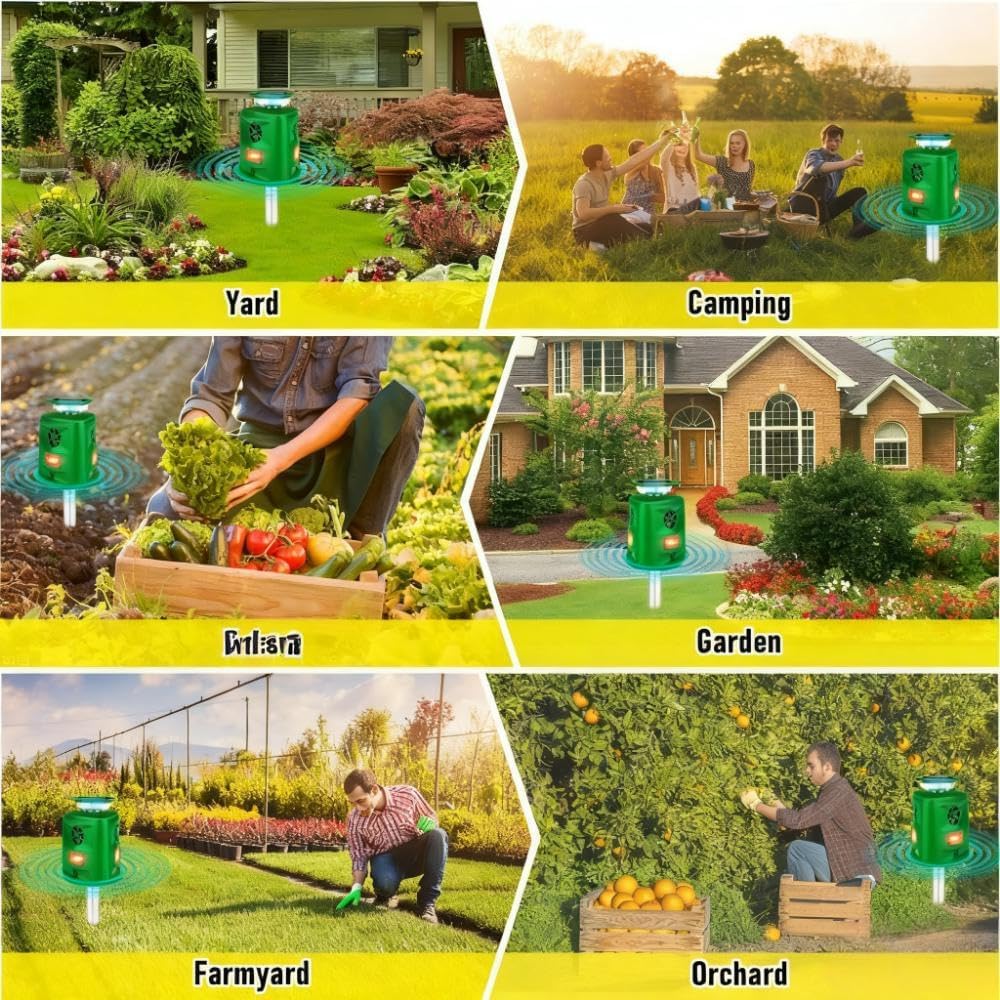 360°Solar Ultrasonic Animal Repellent, Deer Repellent Devices Cat Repellent Outdoor, Waterproof Squirrel Raccoon Rabbit Skunk Dog & Bird Deterrent with Motion Sensor & Flashing Light for Garden Yard