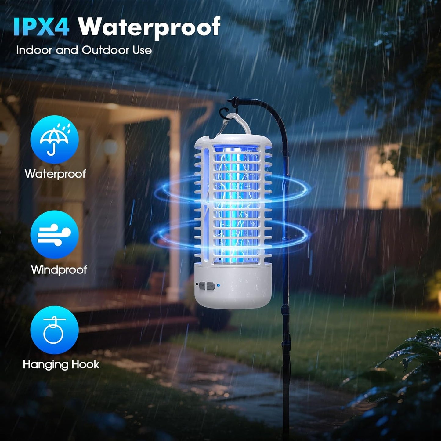 Rechargeable Bug Zapper(2 Pack), Portable Electric Mosquito Killer for Indoor & Outdoor, Fly Trap for Camping, Patio, Garden, Kitchen, and Porch(White)
