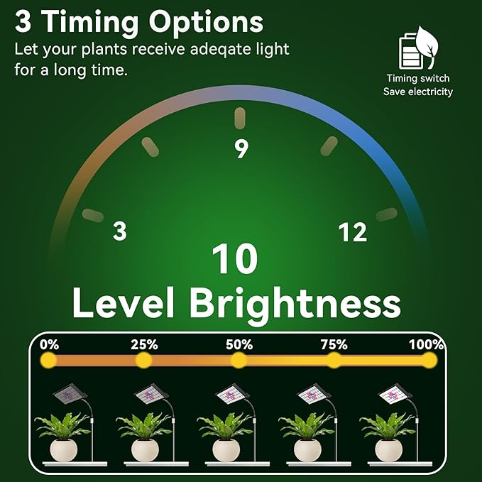 Grow Lights for Indoor Plants Full Spectrum Led Plant Grow Lights 3/9/12H Timer,10 Dimmable Levels, Adjustable Stand 23-67 inches, Flexible Gooseneck, Grow Lamp for Large and Small Plants with Stand