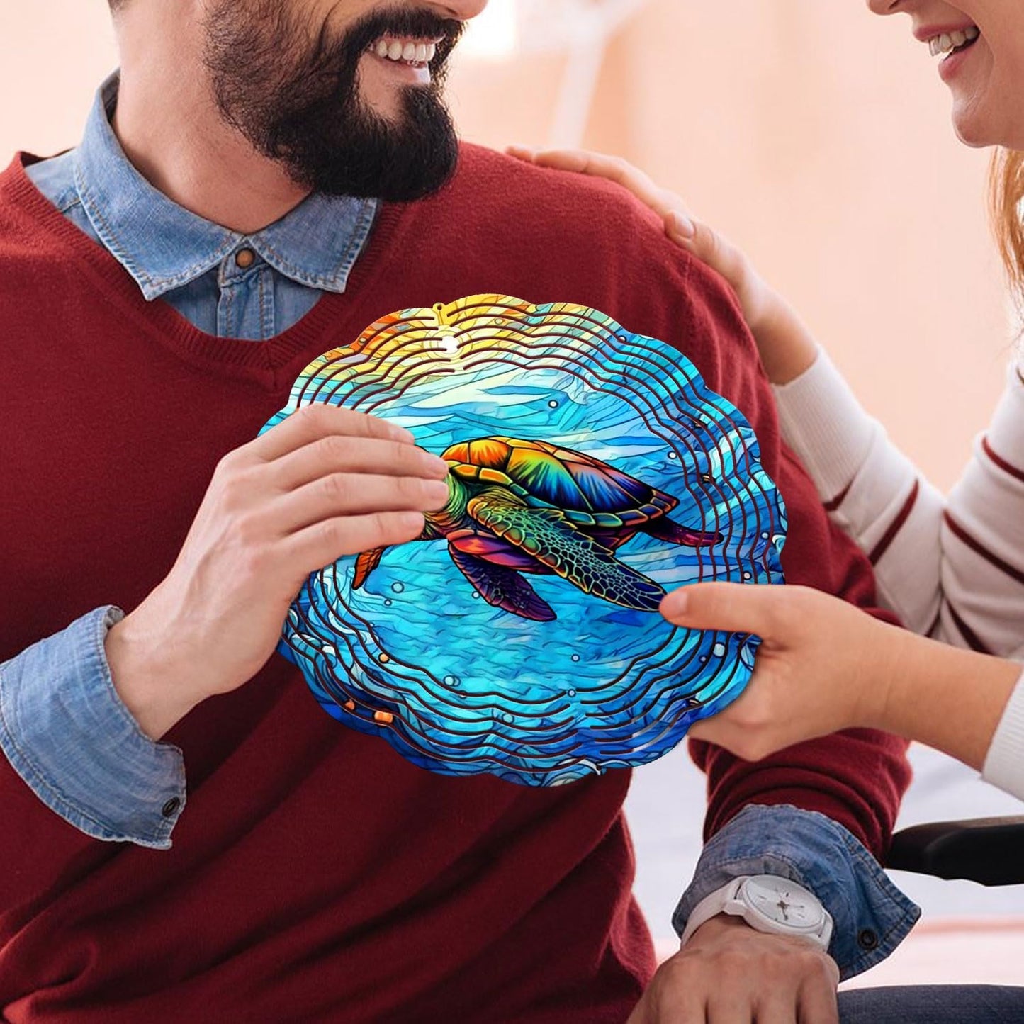 Turtle Yard and Garden Wind Spinner, Unique 3D Hanging Turtle Wind Spinner