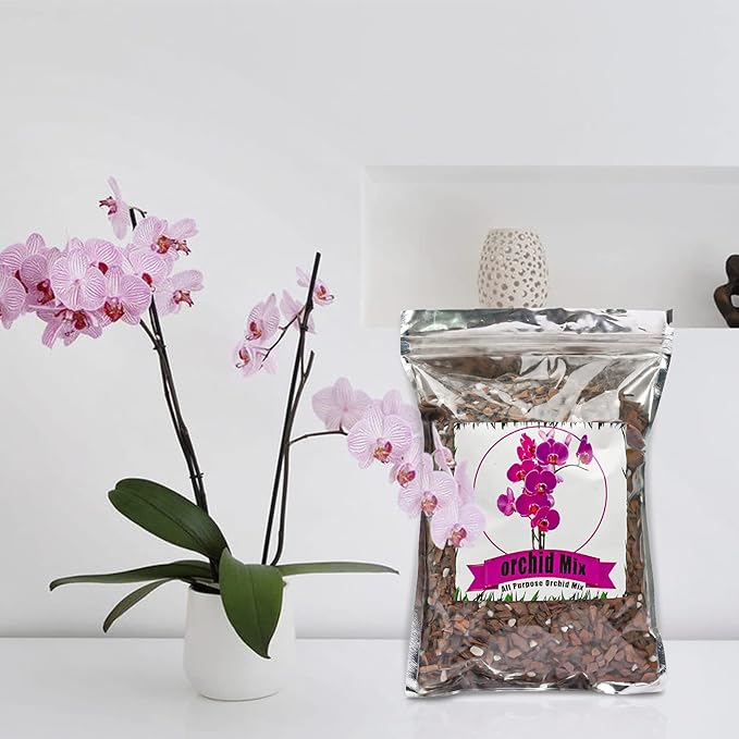 Orchid Potting Mix Orchid Bark, Mix Pine Bark and Perlite, Good Drainage and Water Retention (2 Quart)