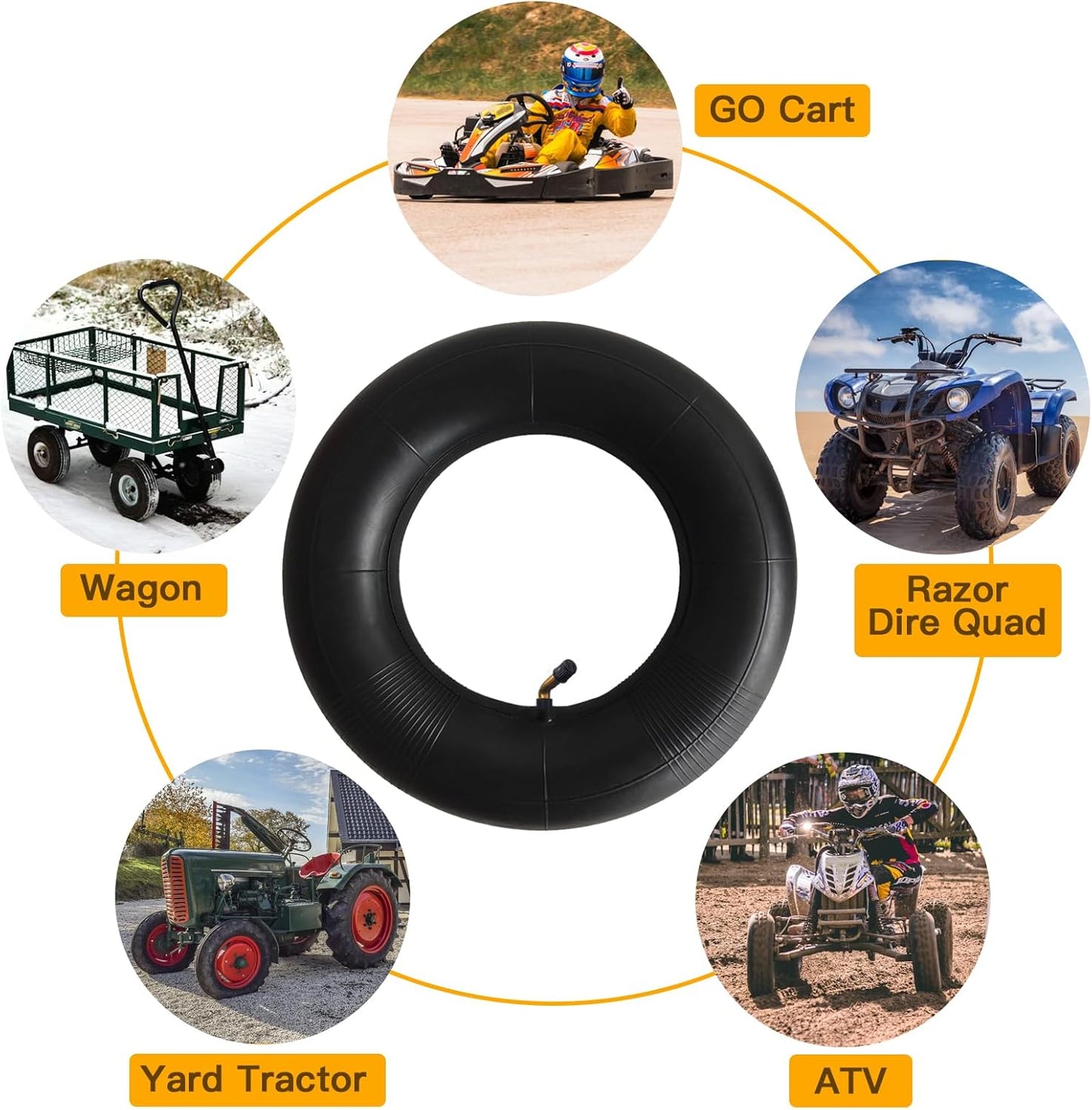 2-Pcs 4.10/3.50-6 Inner Tube 4.00/3.50-6 13 x 4.00-6 3.50-6 4.00-6 4.10-6 Replacement Inner Tube for Wheelbarrows, Mowers, Hand Trucks and More