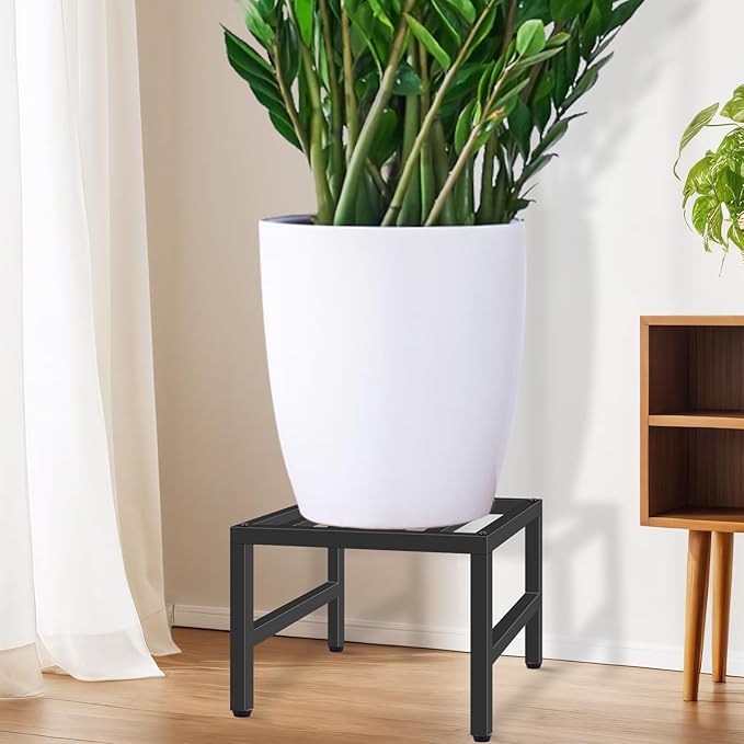Plant Stand Indoor Outdoor, Heavy Duty Wrought Iron Pedestal Stands Metal Plant Stand for Indoor Outdoor, Sturdy Low Flower Stand Display Planter Shelf, 1pcs, Black