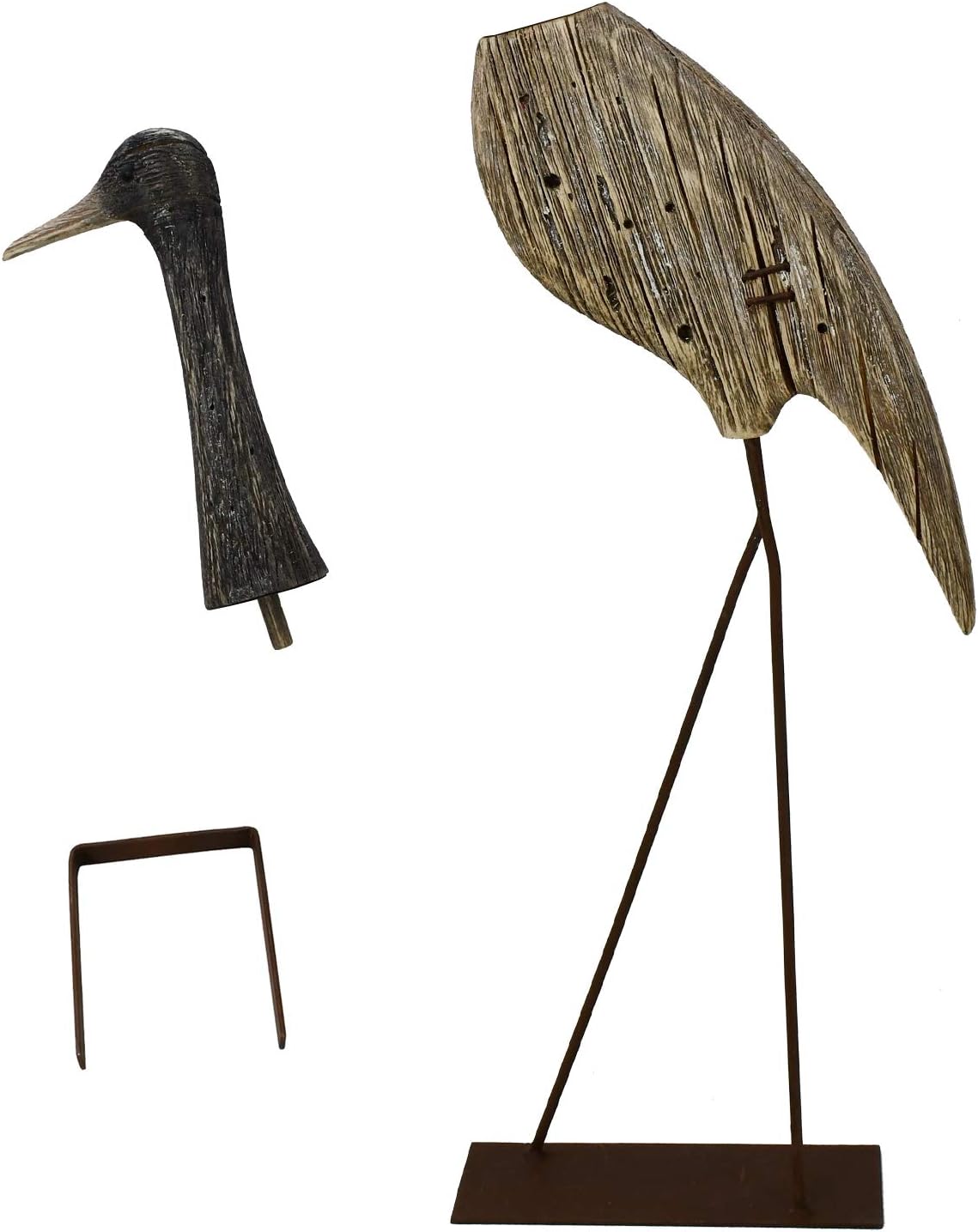Morning View Wooden Crane Decor Wood Sea Birds Statue Bird Figurines Seabird Statue Standing Cranes Decorations Coastal Sculpture Nautical Beach Ocean Home Table Garden Yard Lawn Outdoor 31 Inch