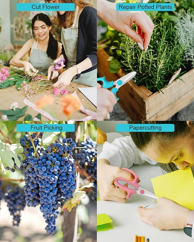 Flower Scissors - Stainless Steel Flower Shears, Garden Plant Floral Shears for Fresh Flowers Stems (Blue, Green, Pink, Violet) (1 PC Blue)