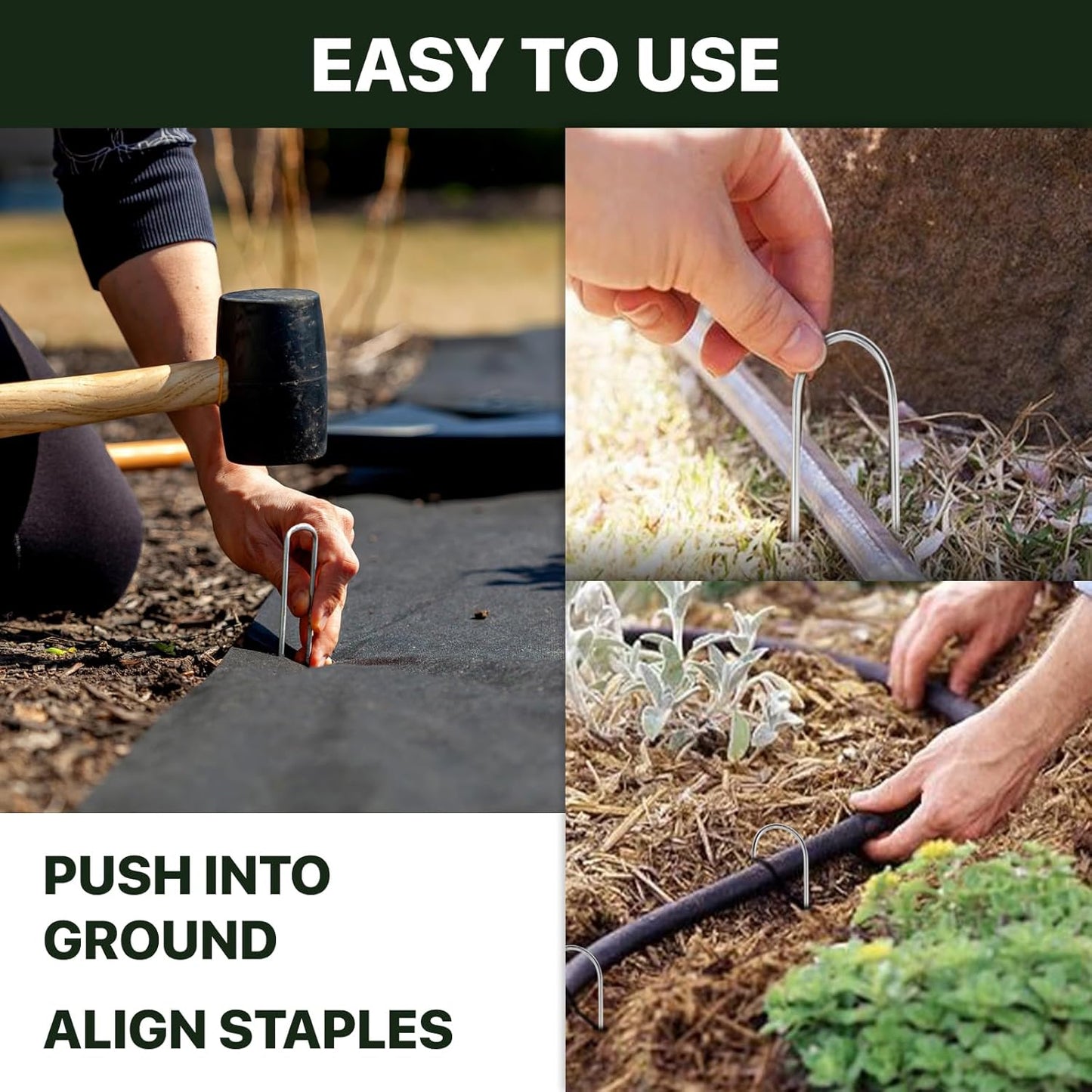 U Shaped Landscape Garden Staples 4 Inch 200 Pack Updated 11Gauge Irrigation Stakes Galvanized Garden Stakes Fabric Pins for Soaker Hose Drip Line Tubing Yard Lawn Staples for Outdoor Decorations