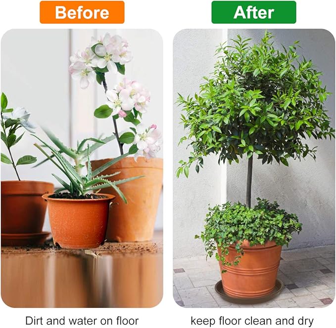 Plant Saucer 10 12 14 16 Inch Heavy Duty Sturdy Drip Trays Durable Plastic Plant Saucer Tray Set - Indoor and Outdoor Use, Pack of 3(14" - 3 Pack)