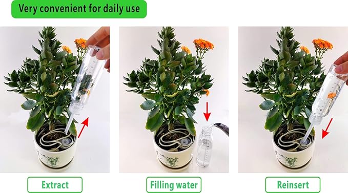 Plant Watering Reservoir, Suitable for Everyday and Holiday use, Automatic drip Irrigation with microadjuster Switch for Indoor and Outdoor,Large and Small Plants (Pack of 6)