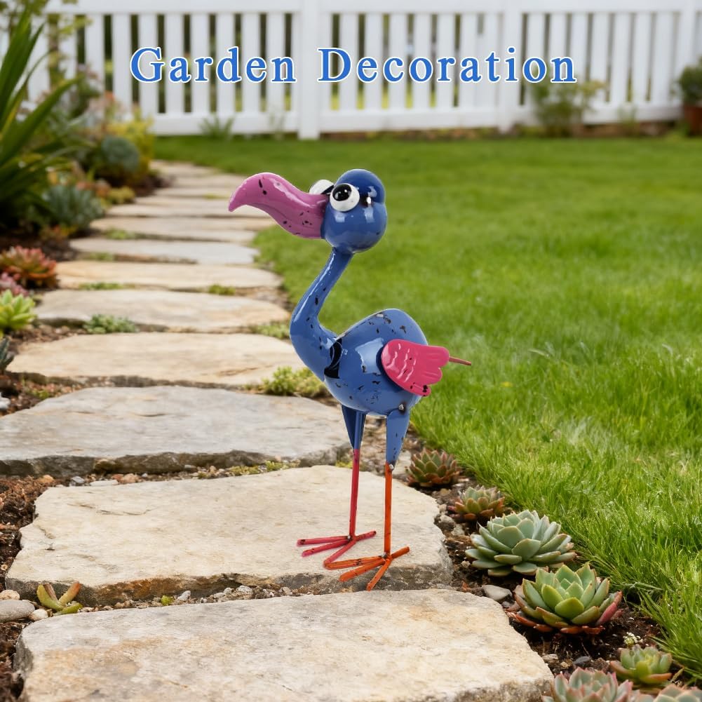 Metal Flamingo Statue Outdoor Garden Decor- Garden Statue Decor Yard Art for Lawn, Backyard - Unique Animal Figurine for Birthday, Housewarming, Christmas