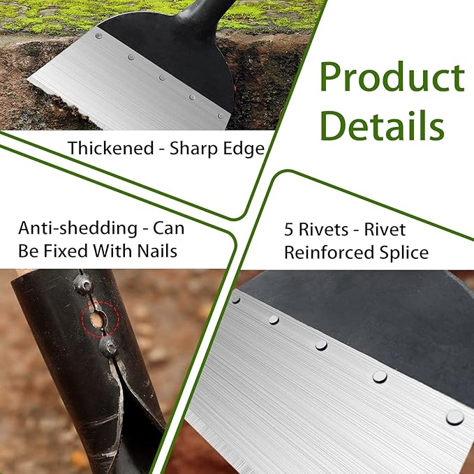 Garden Shovel Snow Shovel Multi-Functional Steel Flat Shovel Garden Spade Cleaning Scraper Garden Tool Ice Scraper Ice Chopper 9in/23cm