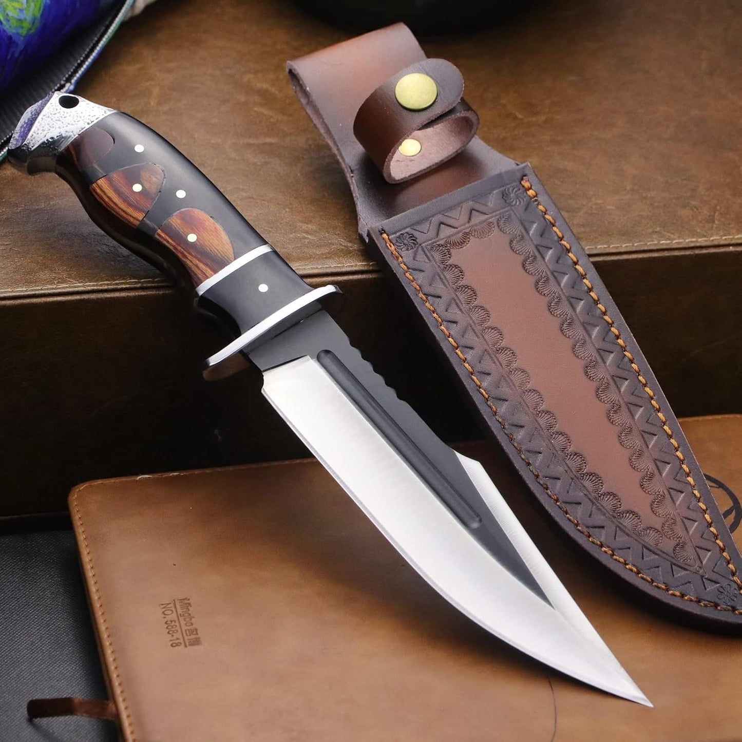 (DeHong-88 Hunting Knife, 7.1" (about 18 cm) Fixed Blade Tactical knife ,Configure leather scabbard,Camping, survival, Slicing, Boning, Gift Collection