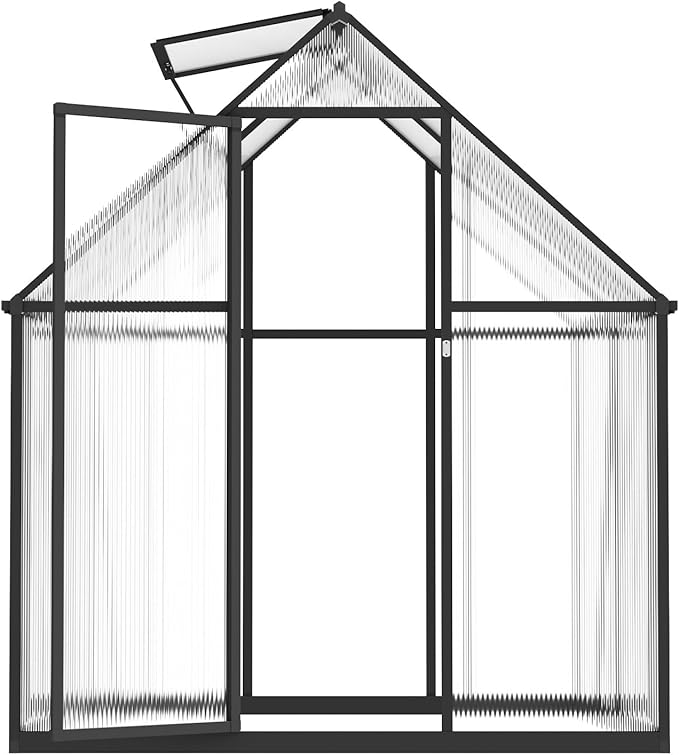 VEVOR 6 x 4 FT Polycarbonate Greenhouse, Heavy Duty Outdoor Green House with Adjustable Vent & Push-Pull Lockable Door, Quick Setup, Aluminum Frame Walk-in Greenhouse Sunroom for Outside Garden Lawn