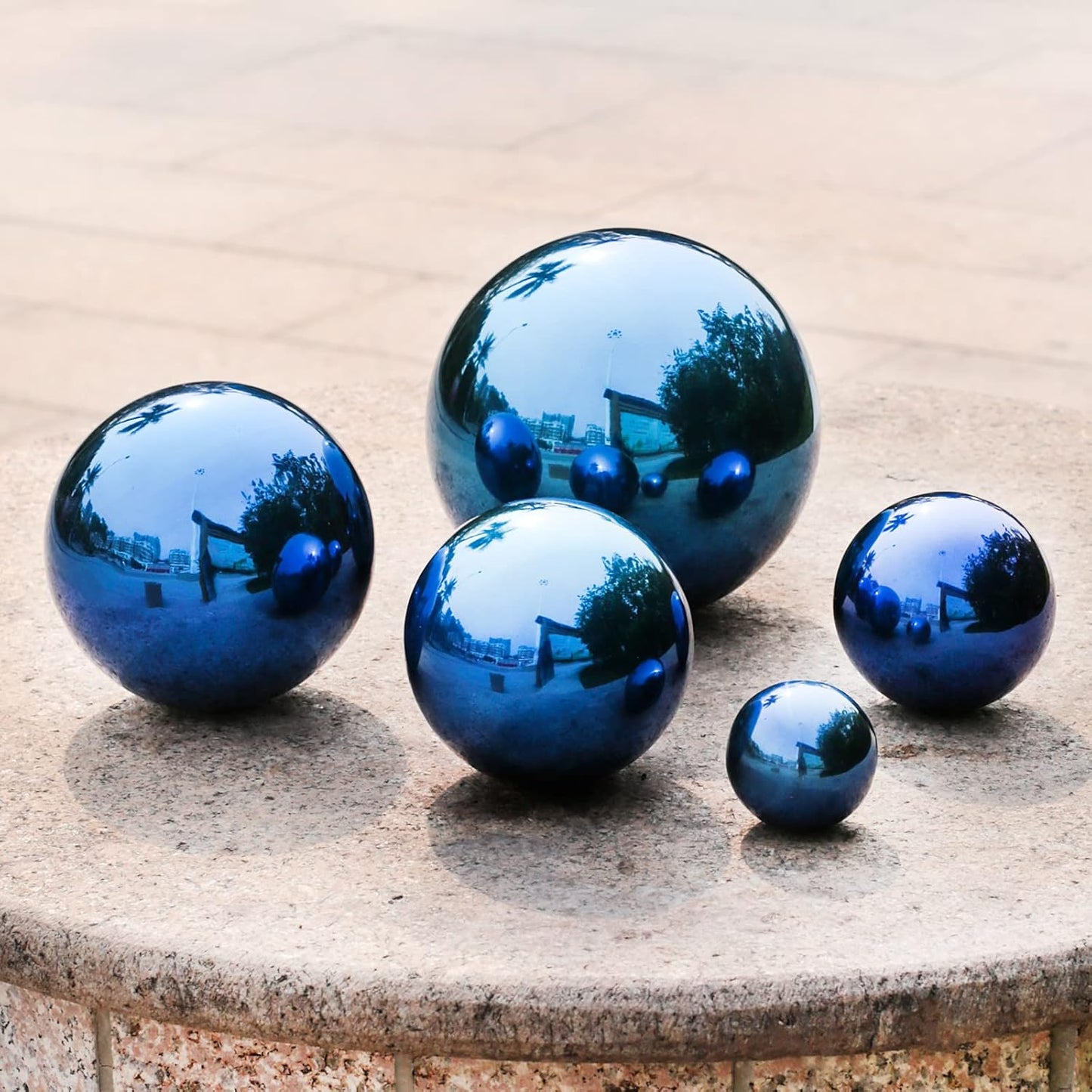 Stainless Steel Blue Gazing Mirror Ball,12inch