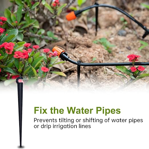 CHANGE MOORE 250 Pcs Drip Irrigation Stakes Universal Drip Tubing Hold Stakes, Plastic Garden Water Pipe Support Drip System Parts, Securing Pegs for Drip Irrigation Line,Greenhouse