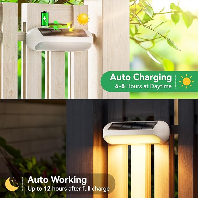 Outdoor Solar Lights for Outside, 10 Pack Bright Solar Fence Lights with Multi-Color Changing & Warm White Mode, Upgraded Solar Step Lights Outdoor Waterproof for Garden Deck Post Stair Wall
