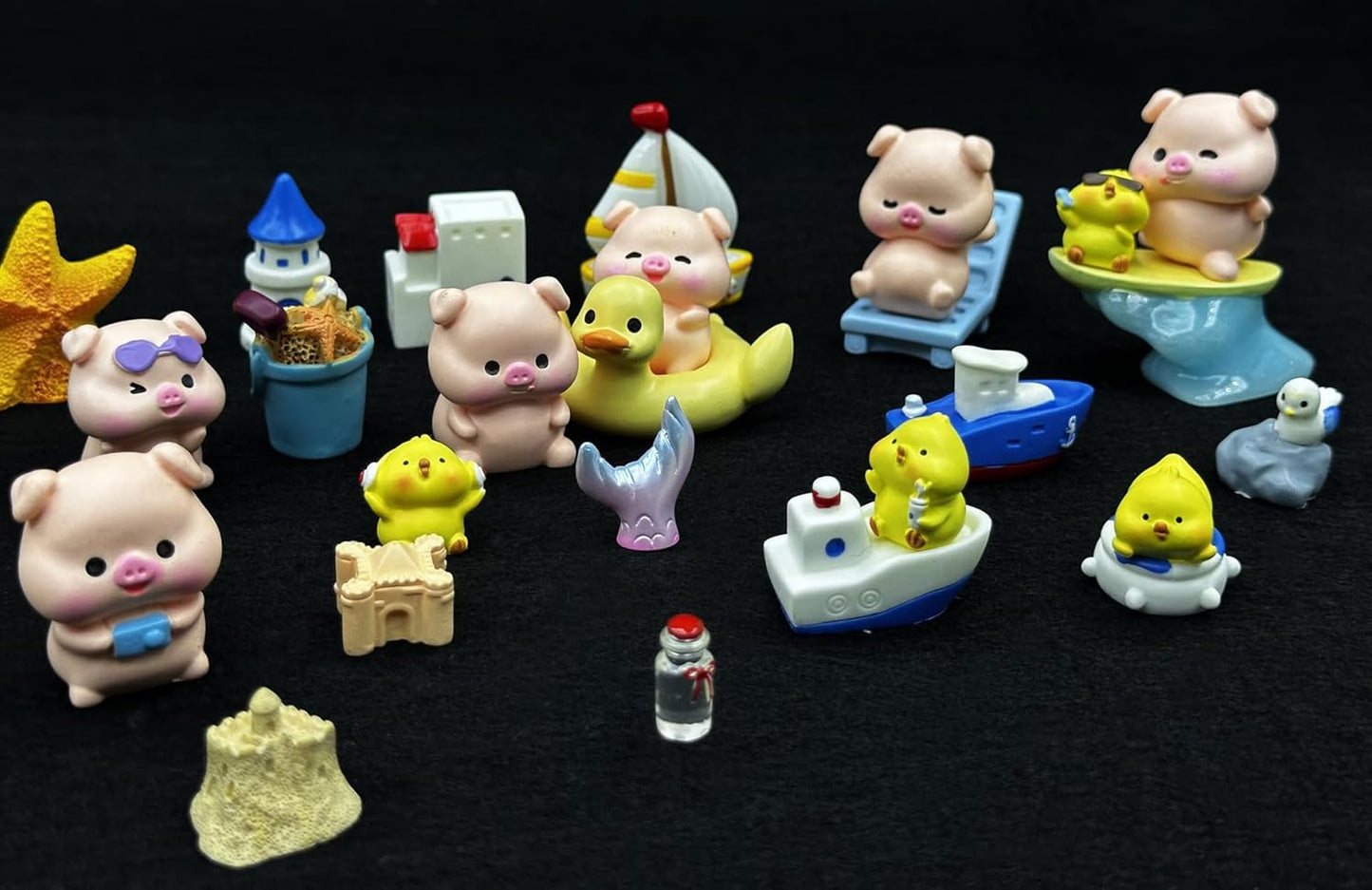 Geiomoo Mini Resin Crafts, Mixed Garden Accessories, Miniature Set for DIY Landscape Home Fish Tank Decors (30 Pcs)