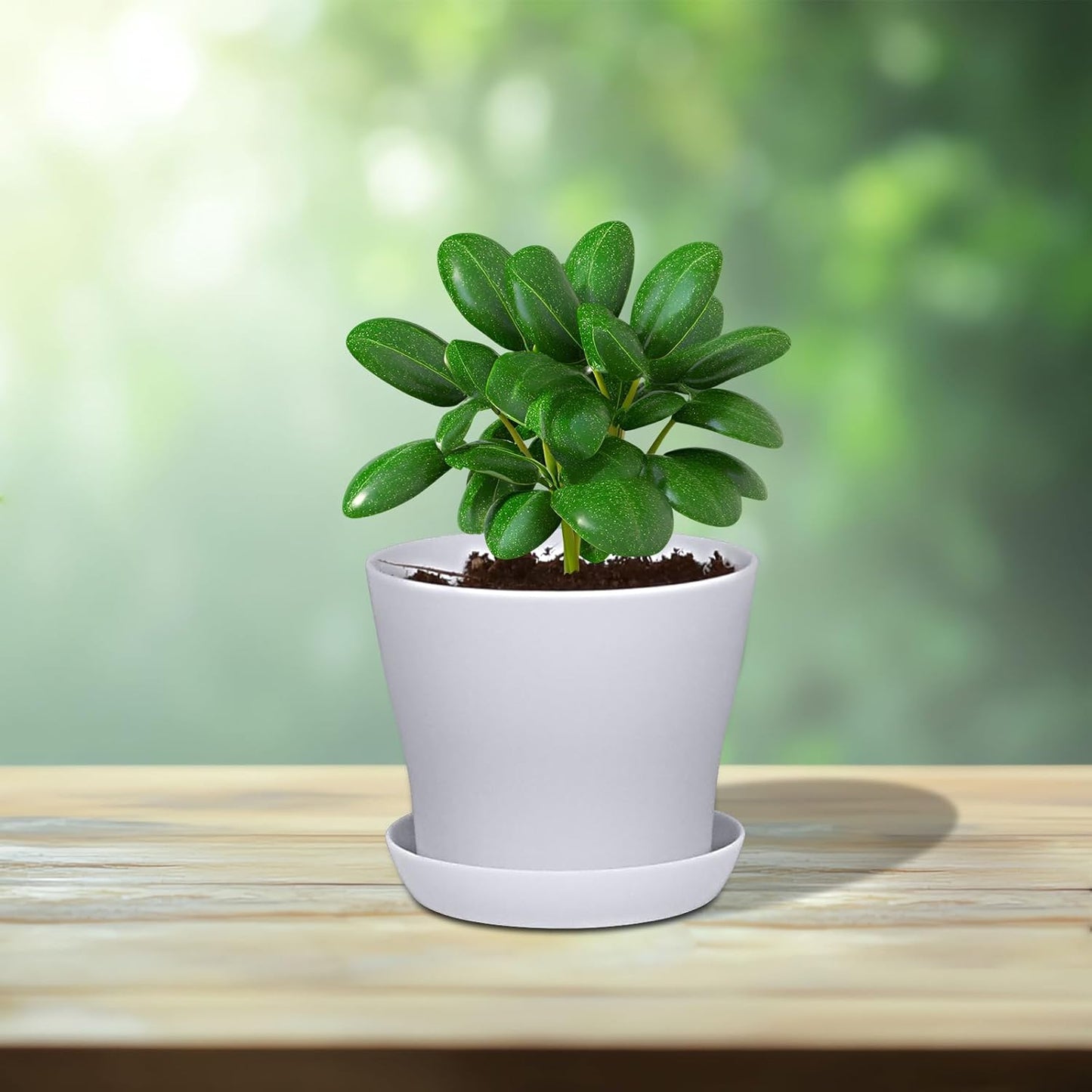 JERIA 16-Pack 4" Plastic Flower Plant Pots Thickened Seedlings Nursery Pots, Flower Plant Container Seed Starting Pots with Pallet (White)
