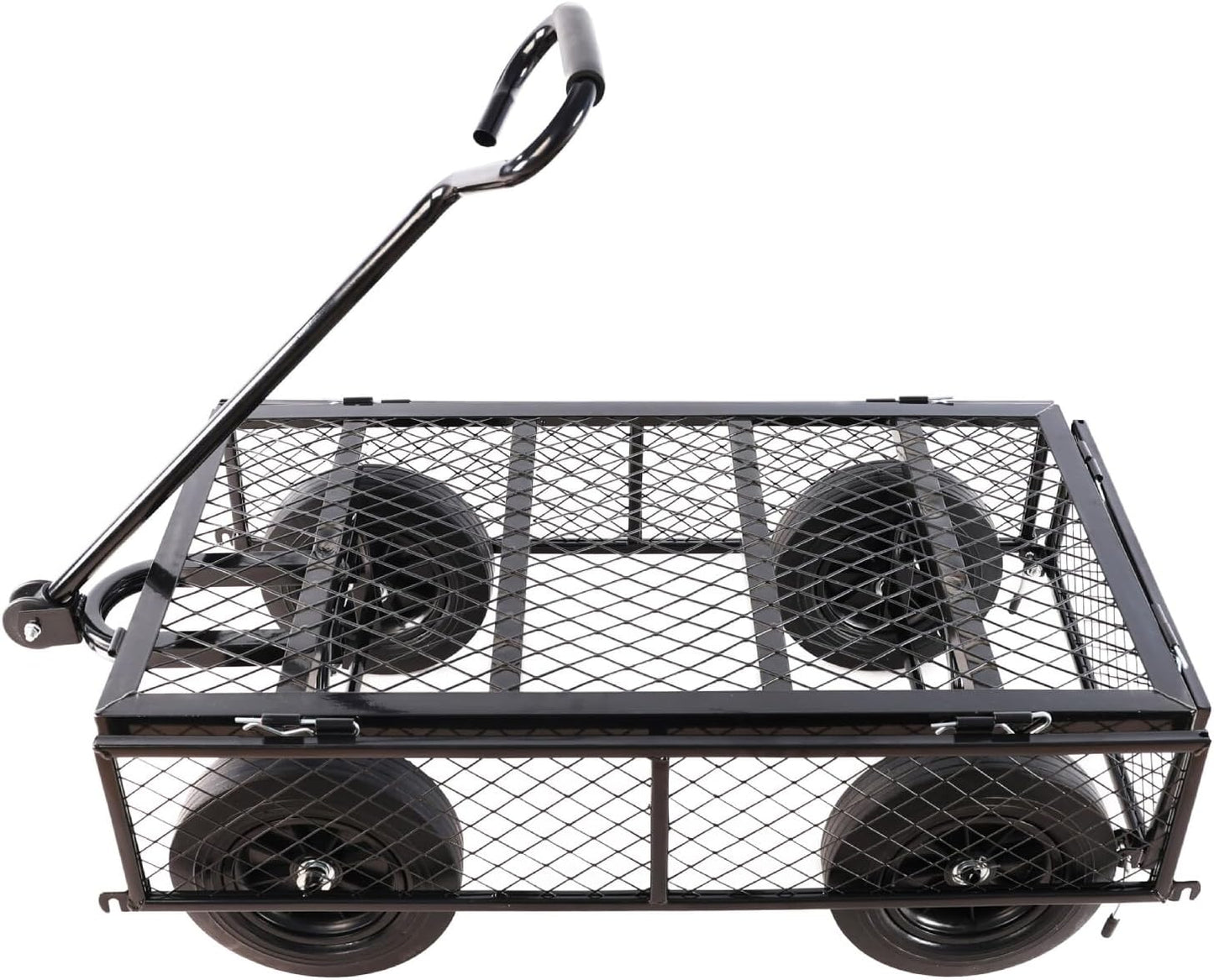 Heavy-Duty Solid Tire Garden Dump Cart - 4.86 cu. ft. Yard Wagon Cart with 600 LBS Capacity & Spacious Mesh Bed (37" x 19.5") - No-Flat Tires, Utility Wagon