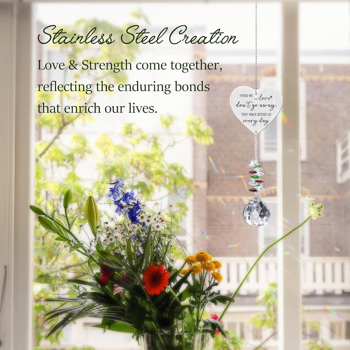 Memorial Crystal Suncatcher,Sympathy Gifts for Loss of Loved One,Bereavement Gift Idea,in Loving Memory,Hanging Ornament for Window, Rainbow Maker Prisms Home Decor,Memorial Day