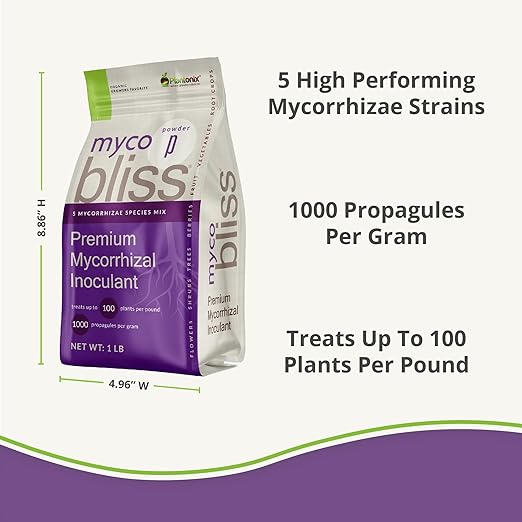 Myco Bliss Powder (200 g) - Mycorrhizal Fungi for Soil - 5 Strain Mycorrhizal Inoculant with 1000 Propagules Per Gram - Highly Concentrated Mycorrhizae for Plants, Potting Soil, & Garden Soil