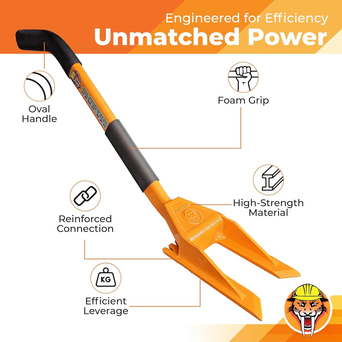 30" Oval Handle Demolition Bar - Tight Space Demo Bar - Versatile Multi Tool - For Home, Bathroom Renovations & DIYs - Trusted by Contractors, Restoration Professionals