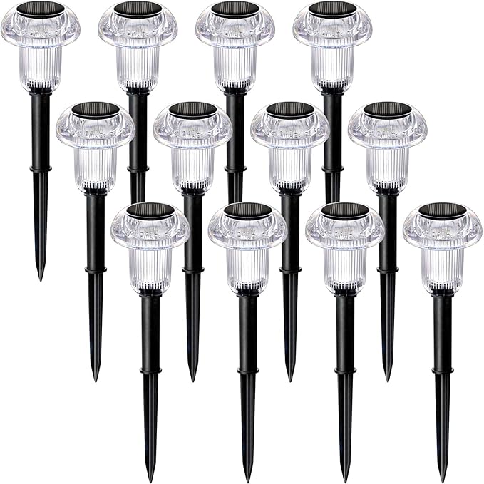 Solar Lights Outdoor Pathway Lights 12 Pack LED Waterproof Color Changing Mushroom Shape for Garden Driveway Walkway Landscape Path Lawn Yard Decor