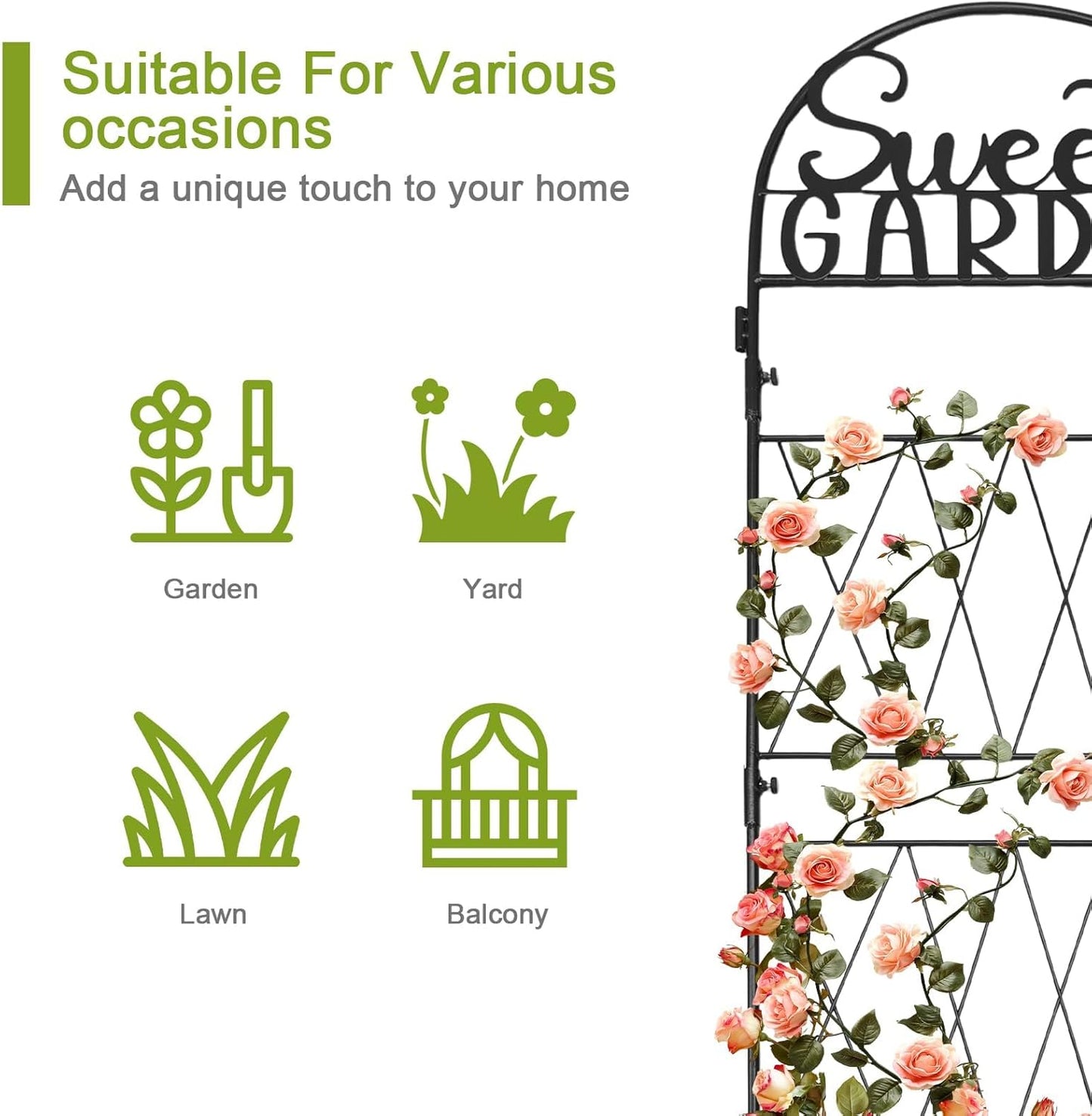 hogardeck 1PC Metal Garden Trellis 45 * 35 inch for Climbing Plants Flowers Outdoor,Heavy Duty,Black Coating Rustproof Trellis for Rose, Vegetable, Flowers, Perfect for Training Climbing Plants