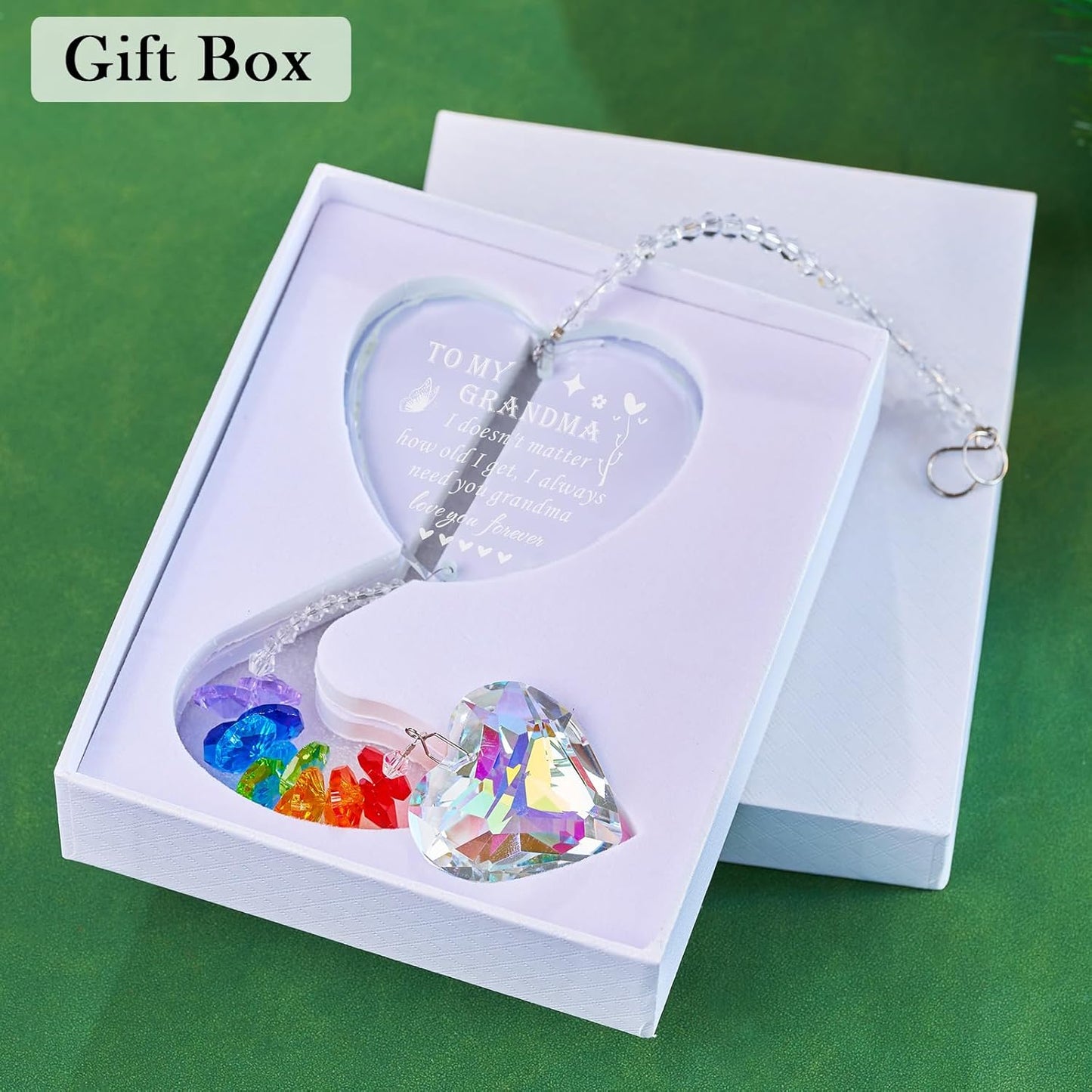 Grandma Gifts, Crystal Suncatcher Birthday Gifts from Granddaughter Grandson Grandchildren Grandkids for Mothers Day Christmas(Grandma Gift)