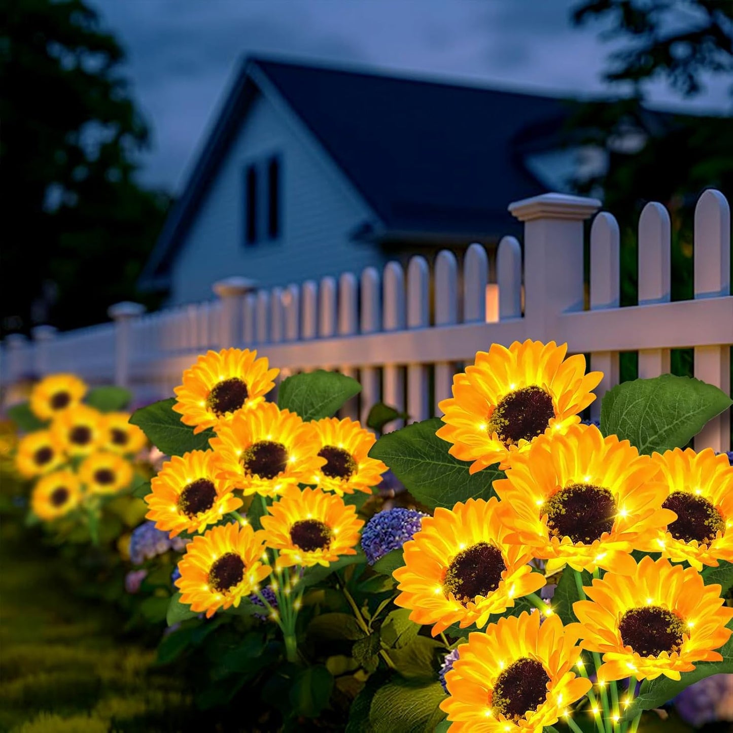 Solar Garden Lights Outdoor, 2 Pack Sunflower Lights with 12 Sunflower, Waterproof 60 Led Garden Fall Decor, Gifts for Mom Grandma, Decorative Solar Flowers for Pathway Patio Yard Flowerbed Decoration