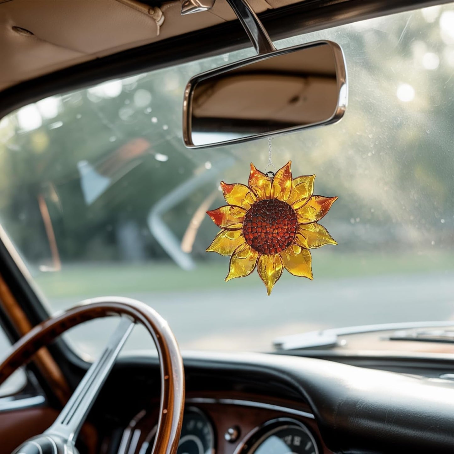 Sunflower Acrylic Suncatcher Stained Glass Effect Window Car Hanging Christmas Ornament Indoor Outdoor Decor Garden Sun Catcher Panel for Sunflower Lover for Women Mom Grandma