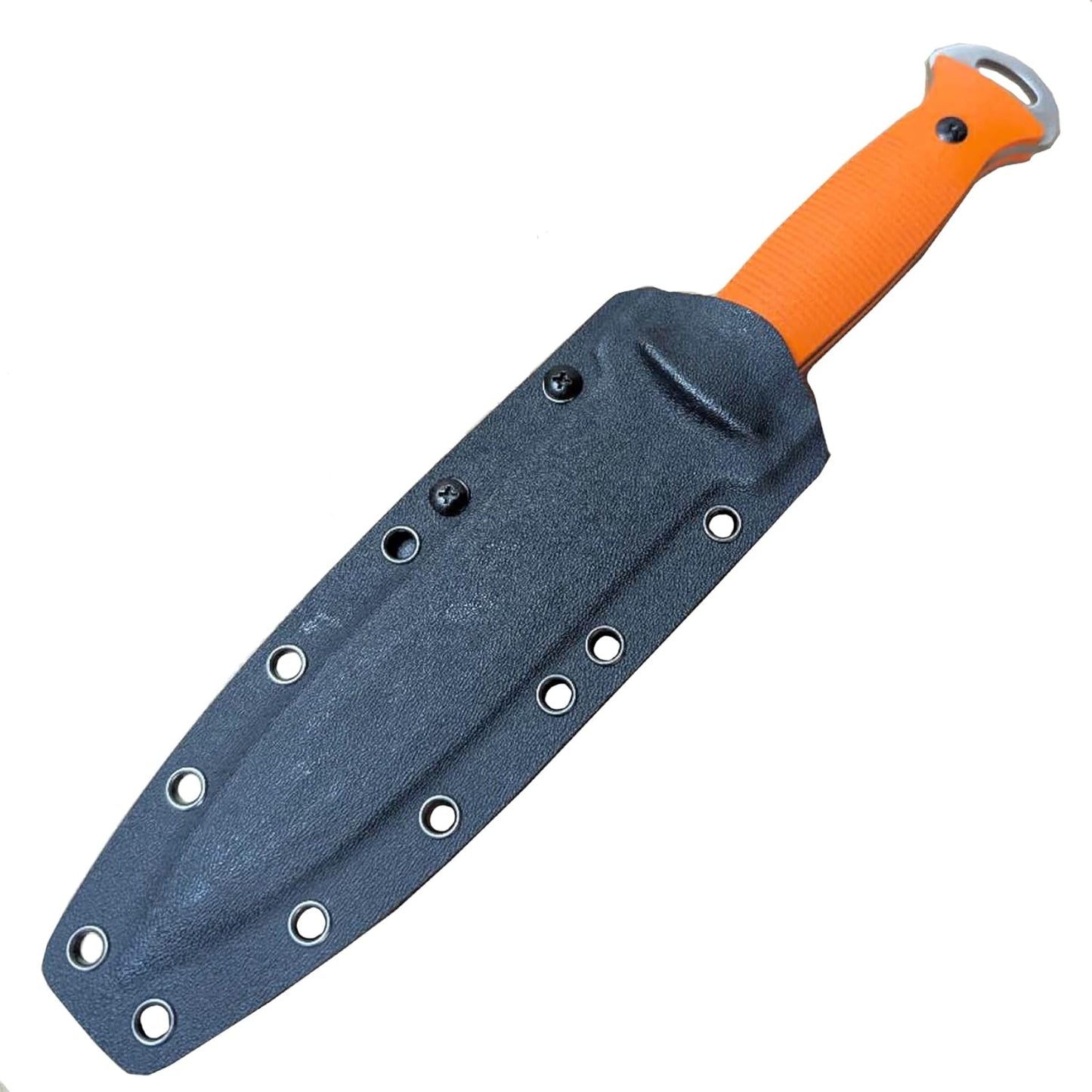 NLX Premier 12" Full Tang Stainless Steel Machete with G10 Handle & Durable PVC Kydex Sheath. for Collection, Gift and Camping Purpose (Orang)