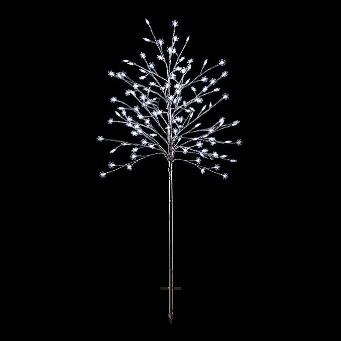 Alpine Corporation 58"H Indoor/Outdoor Frosty Christmas Snowflake Tree with LED Lights , Christmas Decoration