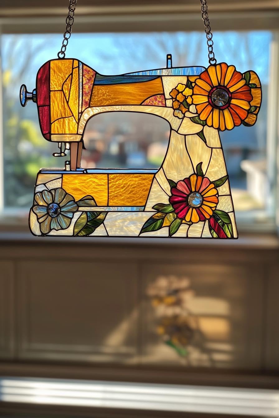 Sewing Machine Acrylic Suncatcher Ornament Quilting Ornament Tailor Shop Sewing Room Decor Gift for Mom Grandma