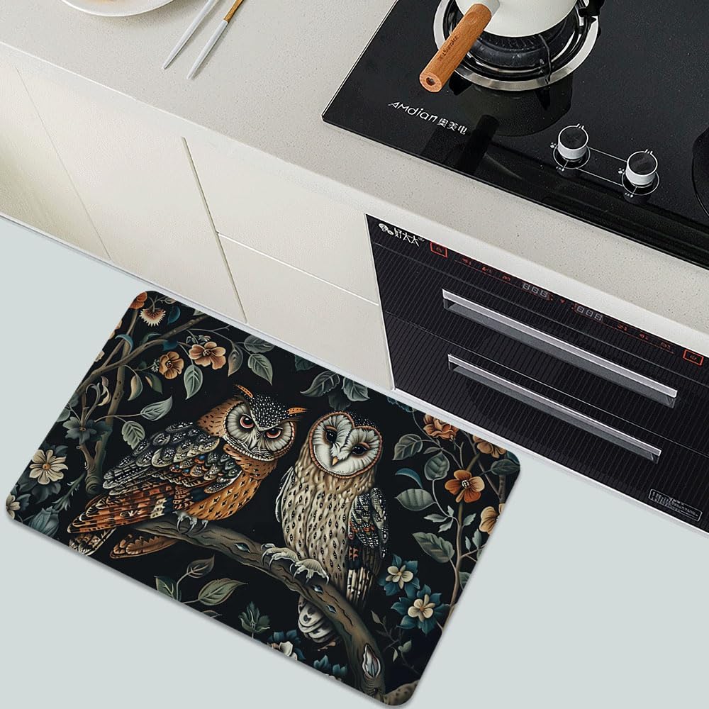 Bath Mat-Bathroom Rug,Two Owls-Absorbent Non Slip Quick Dry Stain Resistant Easy to Clean Care Shower Rug for Bathtub Shower Room 20×31Inch (50 * 80cm)