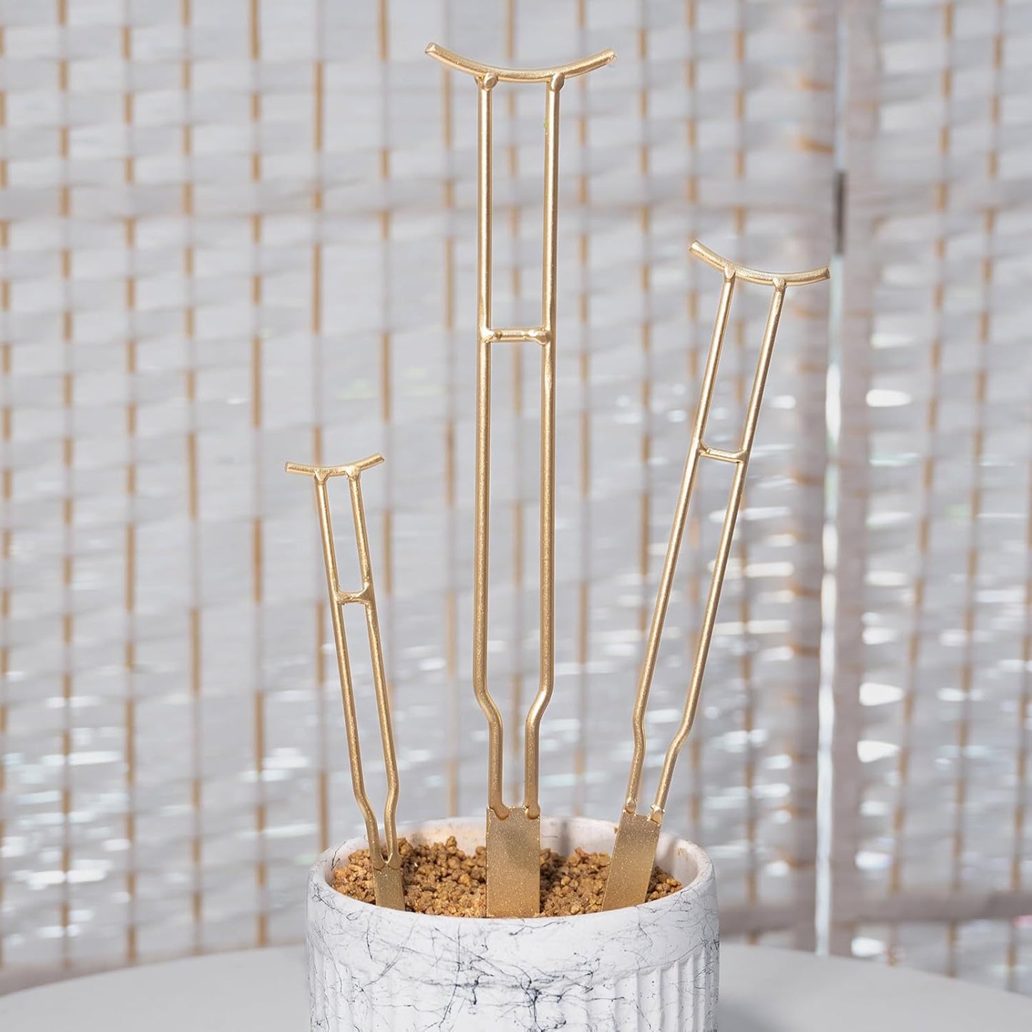 3PCS Plant Support Stakes – Durable Gold Metal Supports for Monstera, Philodendron & More - Ideal Trellis Structures for Indoor & Outdoor Gardening - Perfect for Small to Tall Plants