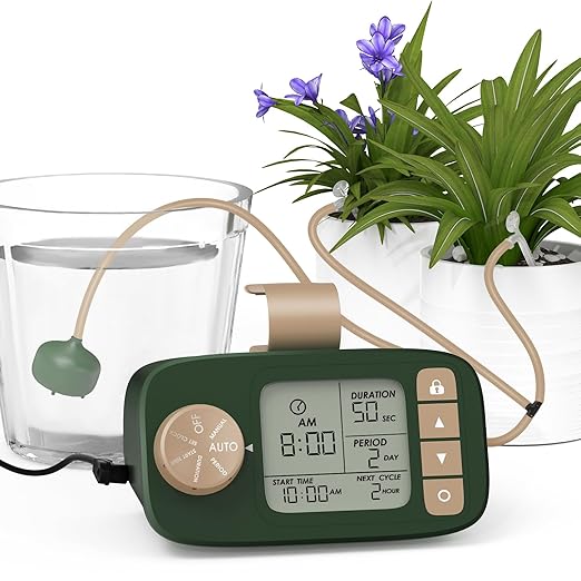 Automatic Watering System for 15 Potted Plants, DIY Plant Watering Devices,Drip Irrigation System with 30-Day Programmable Water Timer, LED Display and Power Supply