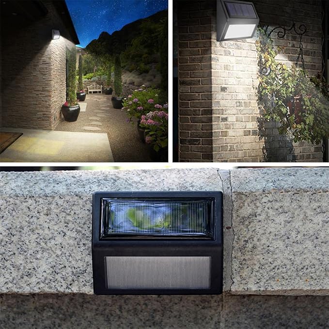 Solar Lights Outdoor, Waterproof Solar Powered Deck Step Lights for Patio Garden Backyard Garage Driveway Pathway Outside Wall Lighting (Warm White/12 Pack)