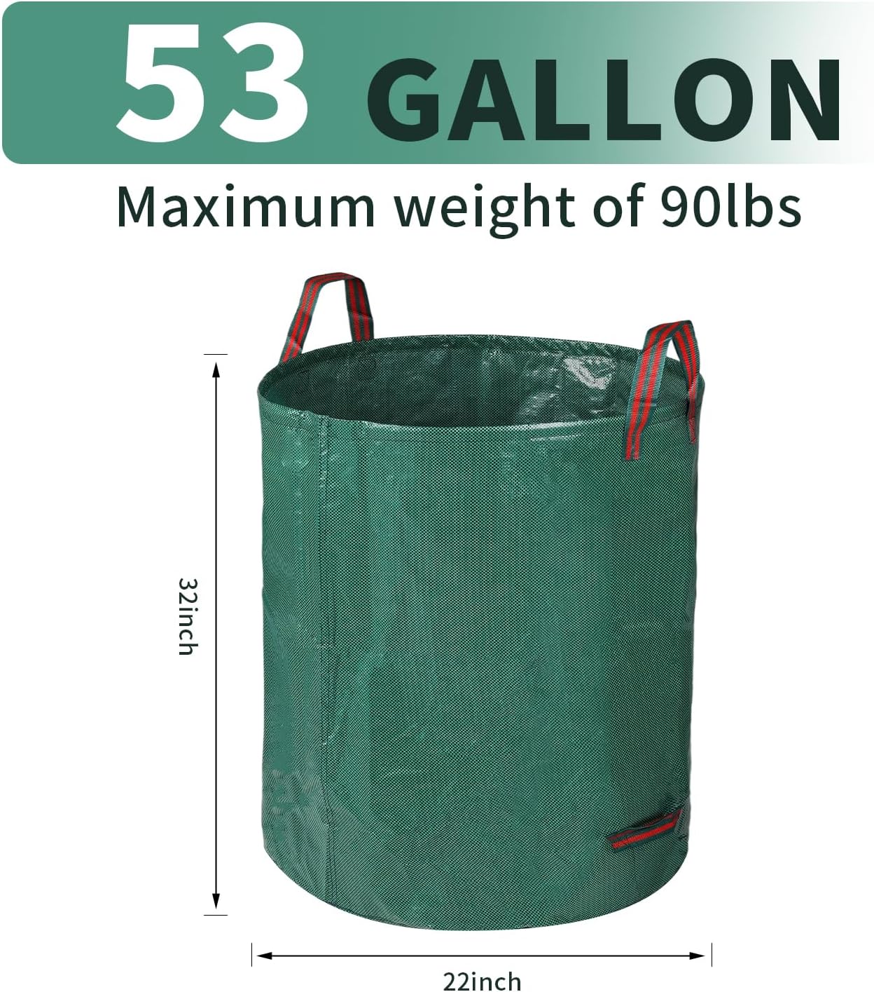 2 Pack Yard Waste Bags 53 Gallon Lawn and Leaf Bags, Reusable Heavy Duty Garden Bags for Collecting Leaves, Waste Container for Clean Up Outdoor Debris Leaves Grass Clippings