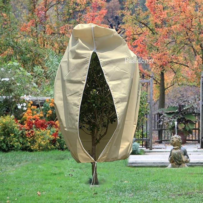 Plant Covers Freeze Protection 2.8oz 3 Packs 45"x40" Winter Tree Covers Frost Blankets for Outdoor Plants with Zipper Drawstring- Frost Cold Pest Protection for Shrubs Fruit Tree