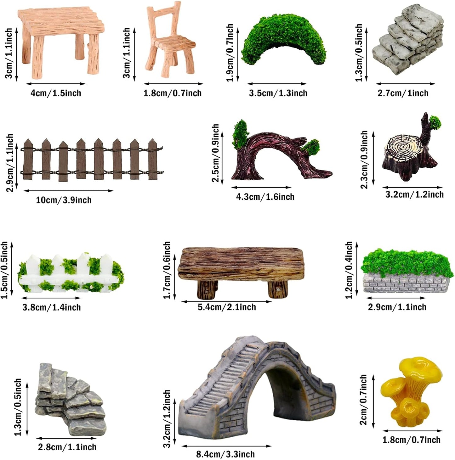 Cayway 83 PCS Fairy Garden Accessories Outdoor, Mixed Model Trees for DIY Craft Garden Decoration, SB-S571