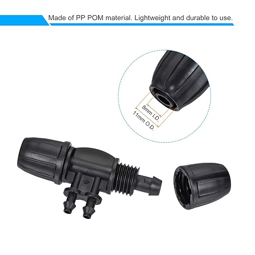 MECCANIXITY Drip Irrigation Barbed Tee 4-Way Fitting 8mm to 4mm ID Tubing for Garden Drip Tape Tubing Sprinkler System Black Pack of 10