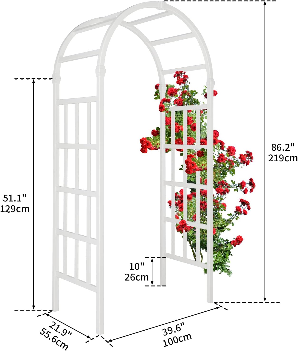 VINGLI Vinyl Garden Arbor, PVC Wedding Arch for Ceremony Party, Garden Trellis for Climbing Plants Outdoor, Arch Backdrop Stand for Garden, Backyard, Lawn