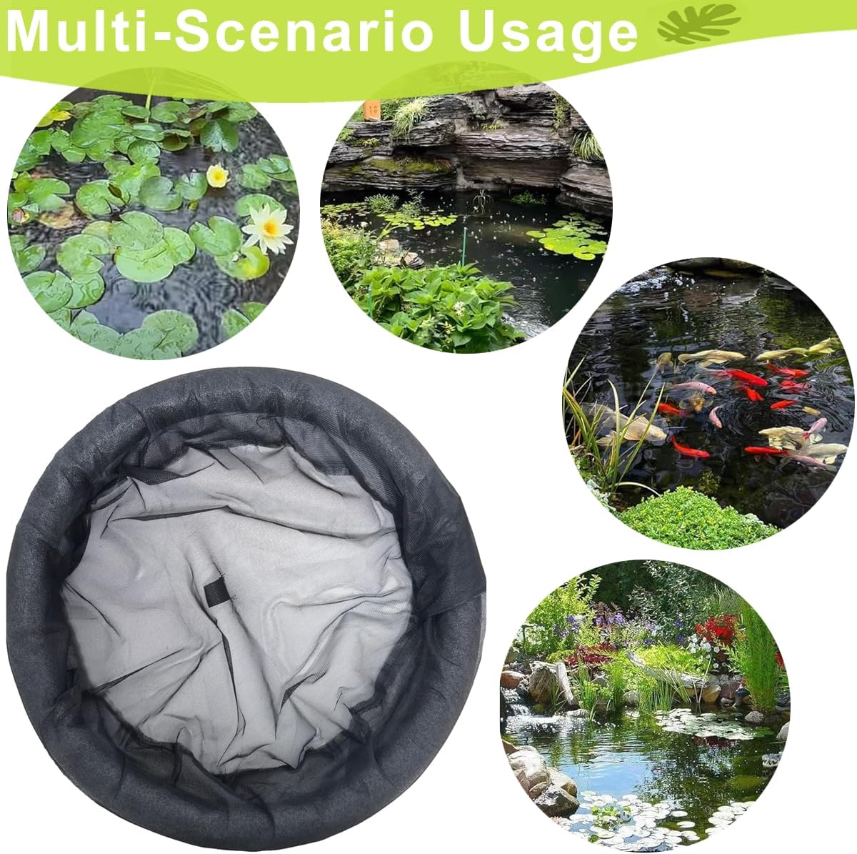 Floating Flora Fish Barrier 25.6" Round Floating Island Plant Protector, Pond Protectors Floating Net, Black Floating Pond Planter for Your Home Pond Protects and Garden Water Features Pond Decor